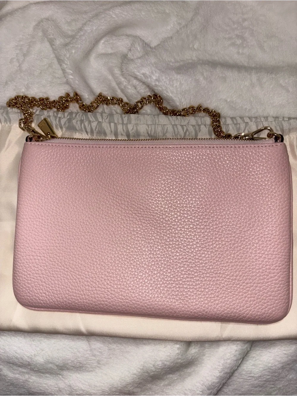 kate spade light pink pebbled leather chain wristlet